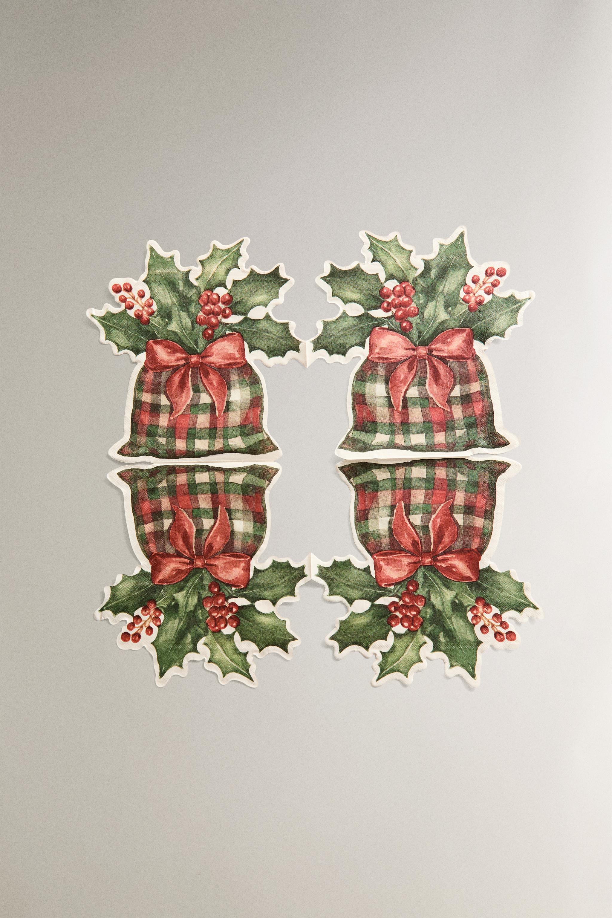 SET OF CHRISTMAS HOLLY LEAF PAPER NAPKINS (SET OF 20)